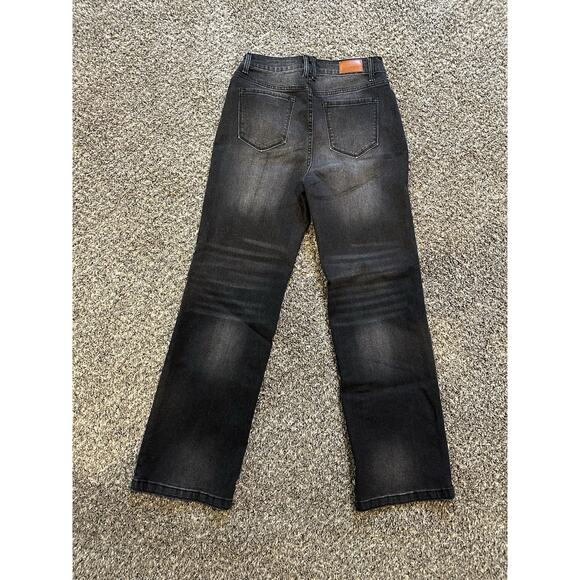 Sidefeel Jeans Size 6 Straight Wide Leg Stretchy Black - Picture 8 of 13